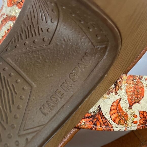 Pedro Miralles  Weekend Floral Platform Sandals - Orange and Cream - Picture 11 of 12